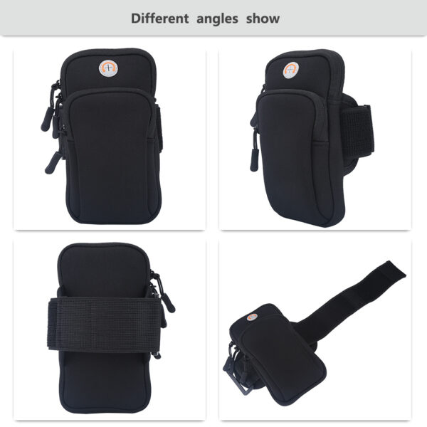 Outdoor Sport Running Jogging Exercise Gym Arm Wrist Pouch Armband Phone Case Bag Black - Image 2