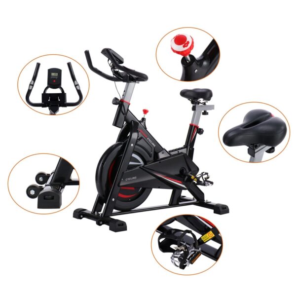 Gym Fitness Indoor Cycling Trainer Quiet Stationary Spinning Bike with Holder - Image 2