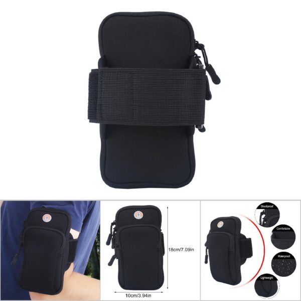 Outdoor Sport Running Jogging Exercise Gym Arm Wrist Pouch Armband Phone Case Bag Black - Image 5